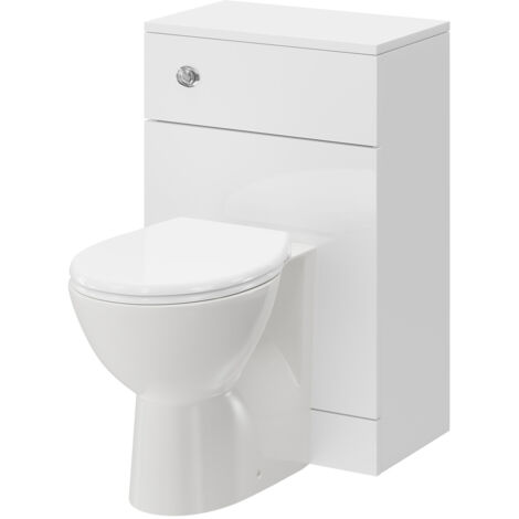Wholesale Domestic Alexander James Gloss White 500mm Toilet Unit and Back To Wall Toilet Pan with Soft Close Toilet Seat
