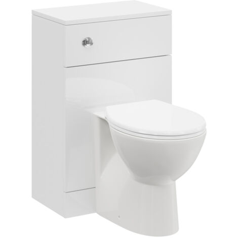 Wholesale Domestic Alexander James Gloss White 500mm Toilet Unit and Back To Wall Toilet Pan with Soft Close Toilet Seat
