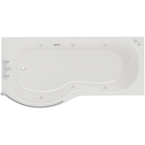 Wholesale Domestic Plage 1700mm 12 Jet Chrome V-Tec Left Hand P Shaped Whirlpool Shower Bath with Bath Screen and Front Bath Panel (1/5)