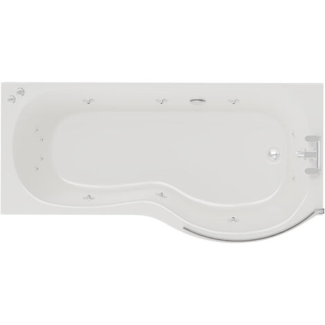 Wholesale Domestic Plage 1700mm 12 Jet Chrome V-Tec Right Hand P Shaped Whirlpool Shower Bath with Bath Screen and Front Bath Panel (1/5)