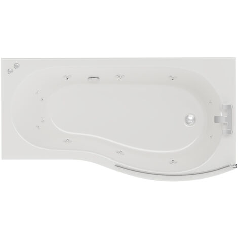 Bayou 1700mm 12 Jet Chrome V-Tec Right Hand B Shaped Whirlpool Shower Bath with Bath Screen and Front Bath Panel (1/5)
