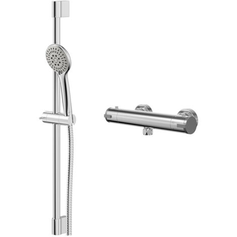 Wholesale Domestic Rondi Polished Chrome Thermostatic Bar Valve Mixer Shower with Avon Shower Slide Rail Kit (1/5)
