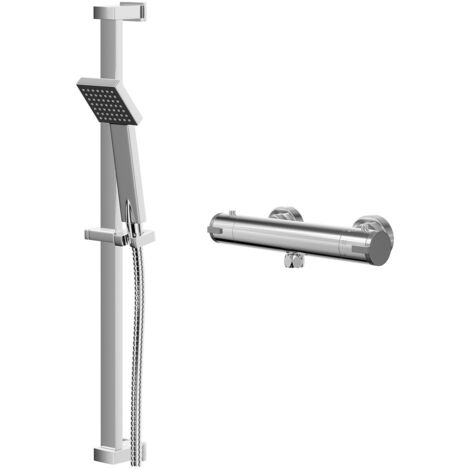 Wholesale Domestic Rondi Polished Chrome Thermostatic Bar Valve Mixer Shower with Thames Shower Slide Rail Kit (1/5)