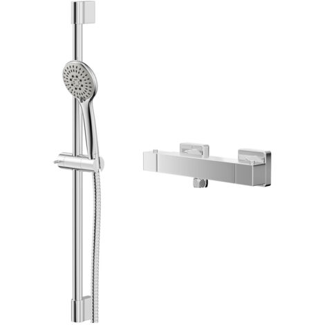 Wholesale Domestic Quattro Polished Chrome Thermostatic Bar Valve Mixer Shower with Avon Shower Slide Rail Kit (1/5)