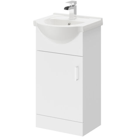 Alexander James Gloss White 450mm Vanity Unit and Basin with 1 Tap Hole