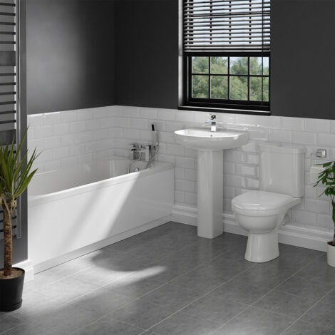 Wholesale Domestic Ideal 1700mm Straight Bath Standard Bathroom Suite (1/3)