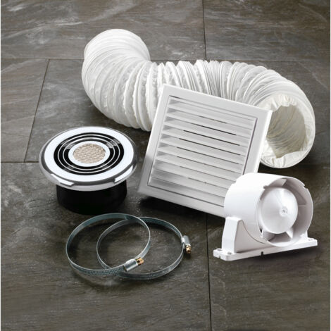 HiB Turbo Chrome Bathroom Inline Extractor Fan with Warm White LED ...
