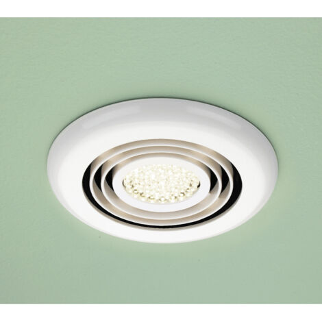 HiB Turbo White Bathroom Inline Extractor Fan with Warm White LED Light - 34000