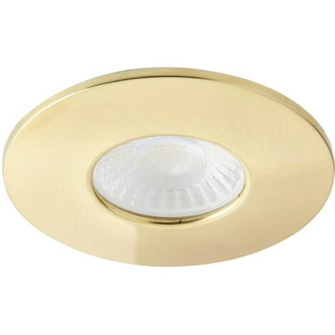 Forum Spa Como Satin Brass 68mm Fire-rated IP65 8w LED Fixed Bathroom Downlight - SPA-38572-SBRS