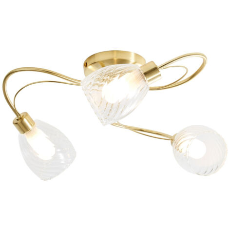 Forum Veria 3 Light Bathroom Ceiling Light Satin Brass, Clear IP44 (1/3)