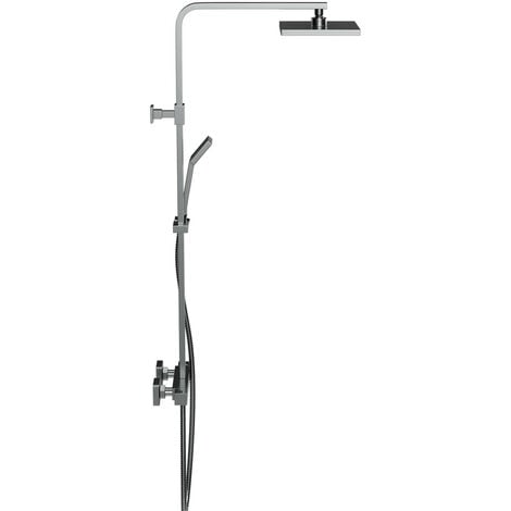 Colore Square Gunmetal Grey Thermostatic Rigid Riser and Handset Shower  System