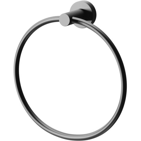 Colore Matt Black Industrial Style Wall Mounted Towel Ring (1/5)