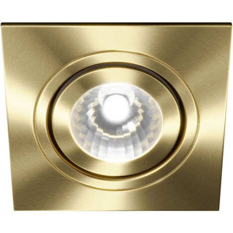 Colore Square Satin Brass IP65 35W Tiltable Bathroom Downlight (1/3)