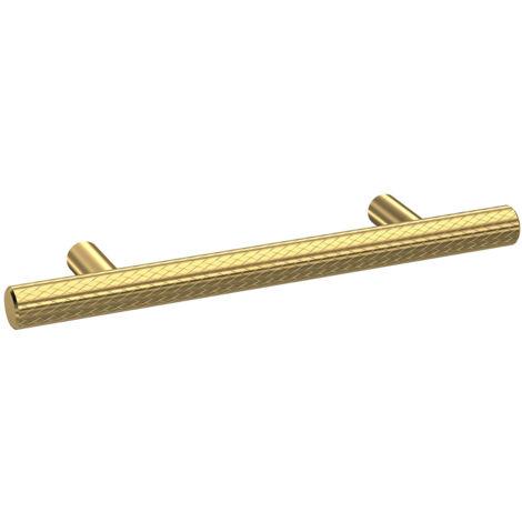 Nuie Brushed Brass 156mm Knurled Bar Furniture Handle with 96mm Hole Centres - H030 (1/2)