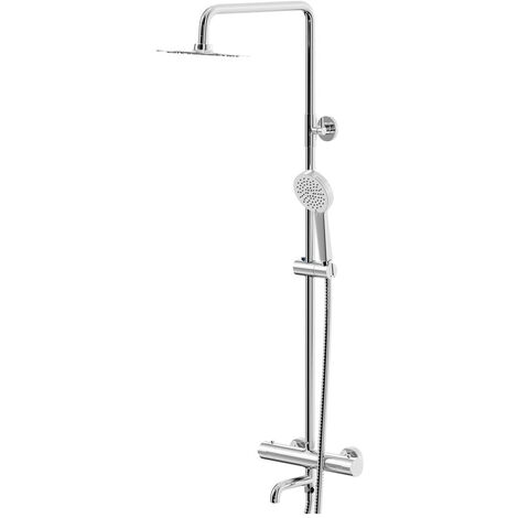 Wholesale Domestic Polished Chrome Round Thermostatic Rigid Riser and Handset Shower System with Bath Spout