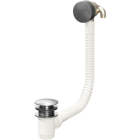Colore Gunmetal Grey Free Flow Bath Filler with Push Waste and Overflow