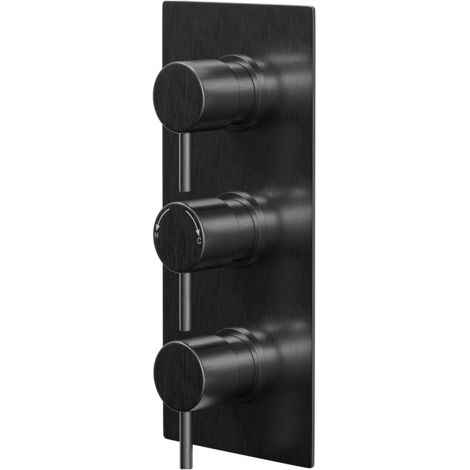 Colore Round Gunmetal Grey Concealed Triple Thermostatic Shower Valve - 2 Outlet (1/5)