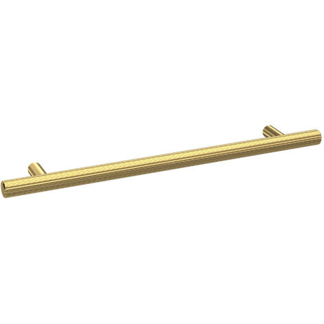 Nuie Brushed Brass 252mm Knurled Bar Furniture Handle with 192mm Hole Centres - H032 (1/2)