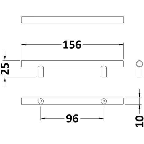 Nuie Brushed Brass 155mm Bar Furniture Handle with 96mm Hole Centres - H193
