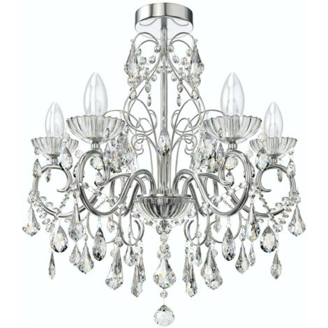 Forum Spa Vela Polished Chrome/Clear 495mm 5 Light Bathroom Chandelier - SPA-19713-CHR (1/4)