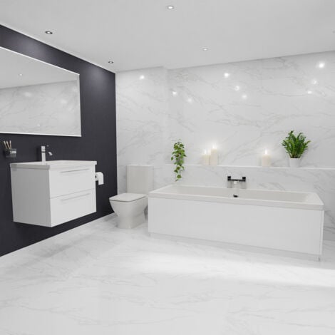 Bathroom Vanity Unit Basin Sink Cabinet Storage Furniture Gloss White With Close Coupled Toilet Wc Pan 47337433