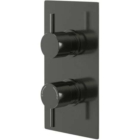Colore Round Gunmetal Grey Concealed Twin Thermostatic Shower Valve - 1 Outlet (1/5)