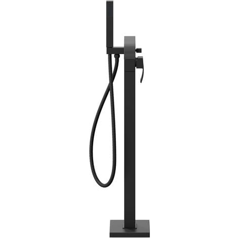 Colore Square Matt Black Freestanding Bath Shower Mixer Tap