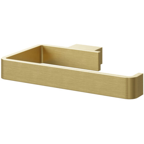 Colore square brushed brass wall mounted toilet roll holder – Durable brass construction – Space-saving design for modern bathrooms (1/5)