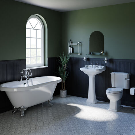 Wholesale Domestic Chelsea White 560mm Basin and 1695mm Freestanding Bathroom Suite with Polished Chrome Claw Feet
