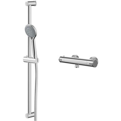 Wholesale Domestic Rondi Polished Chrome Thermostatic Bar Valve Mixer Shower with Sark Shower Slide Rail Kit (1/5)