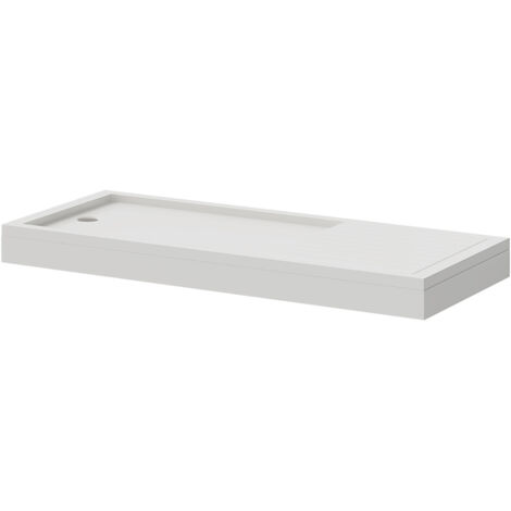 Wholesale Domestic Pearlstone 1700mm x 700mm x 40mm Rectangular Walk In Shower Tray and Plinth (1/4)