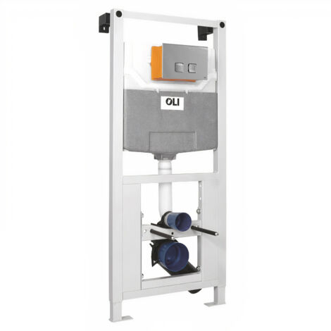 OLI 120 Plus Mechanical Mid Height Concealed Cistern with Wall Frame and Basal Polished Dual Flush Plate with Square Buttons (1/3)