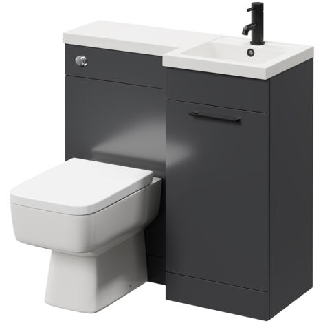 Napoli Combination Gloss Grey 900mm Vanity Unit Toilet Suite With Right 