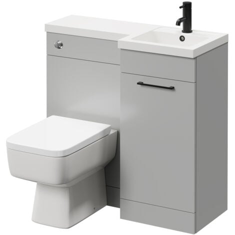 Napoli Combination Gloss Grey Pearl 900mm Vanity Unit Toilet Suite with ...