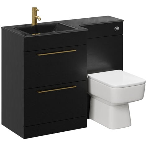 Wholesale Domestic Venice Square Nero Oak 1100mm Vanity Unit Toilet ...