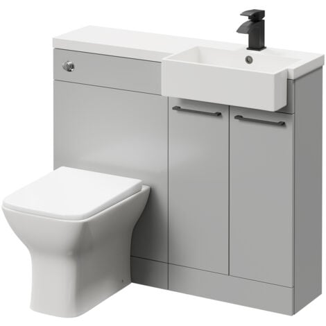 Napoli Combination Gloss Grey Pearl 1000mm Vanity Unit Toilet Suite ...