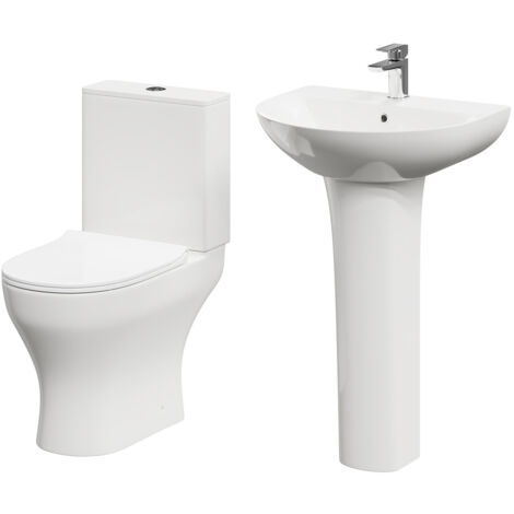 Wholesale Domestic Jubilee 550mm Full Pedestal Basin and Open Back Toilet Suite (1/5)