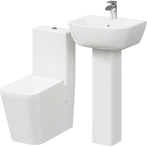 Wholesale Domestic Darnley 530mm Full Pedestal Basin and Square Toilet Suite