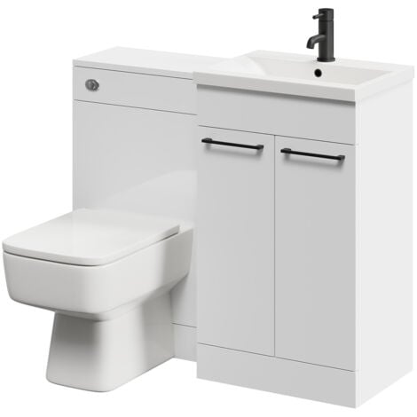 Napoli Gloss White 1000mm Vanity Unit Toilet Suite with 1 Tap Hole ...