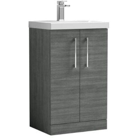 Nuie Arno Anthracite Woodgrain 500mm 2 Door Vanity Unit and Thin Edge Ceramic Basin - ARN501D (1/5)