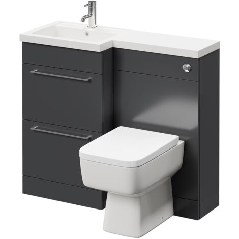 Napoli Combination Gloss Grey 1000mm Vanity Unit Toilet Suite with Left ...