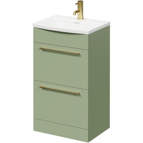 Napoli Olive Green 500mm Floor Standing Vanity Unit with 1 Tap Hole ...