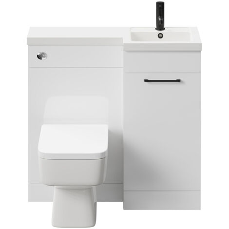 Napoli Combination Gloss White 900mm Vanity Unit Toilet Suite with ...