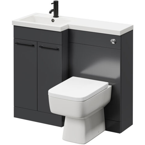 Napoli Combination Gloss Grey 1000mm Vanity Unit Toilet Suite with Left ...