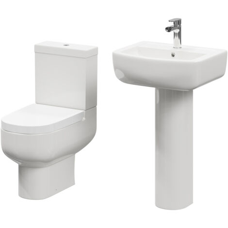 Wholesale Domestic Marlow 550mm Full Pedestal Basin Toilet Suite (1/5)
