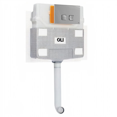 OLI 120 Plus Mechanical Mid Height Concealed Cistern and Basal Polished Chrome Dual Flush Plate with Square Push Buttons (1/3)