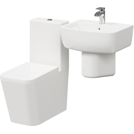 Wholesale Domestic Darnley 530mm Semi Pedestal Basin and Square Toilet Suite (1/5)