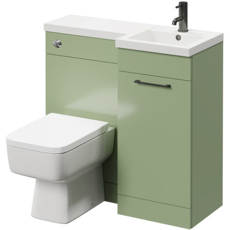 Napoli Combination Olive Green 900mm Vanity Unit Toilet Suite with ...