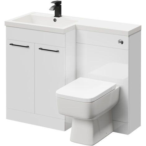 Napoli Combination Gloss White 1100mm Vanity Unit Toilet Suite with ...