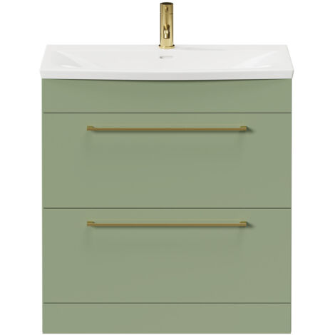 Napoli Olive Green 800mm Floor Standing Vanity Unit with 1 Tap Hole ...